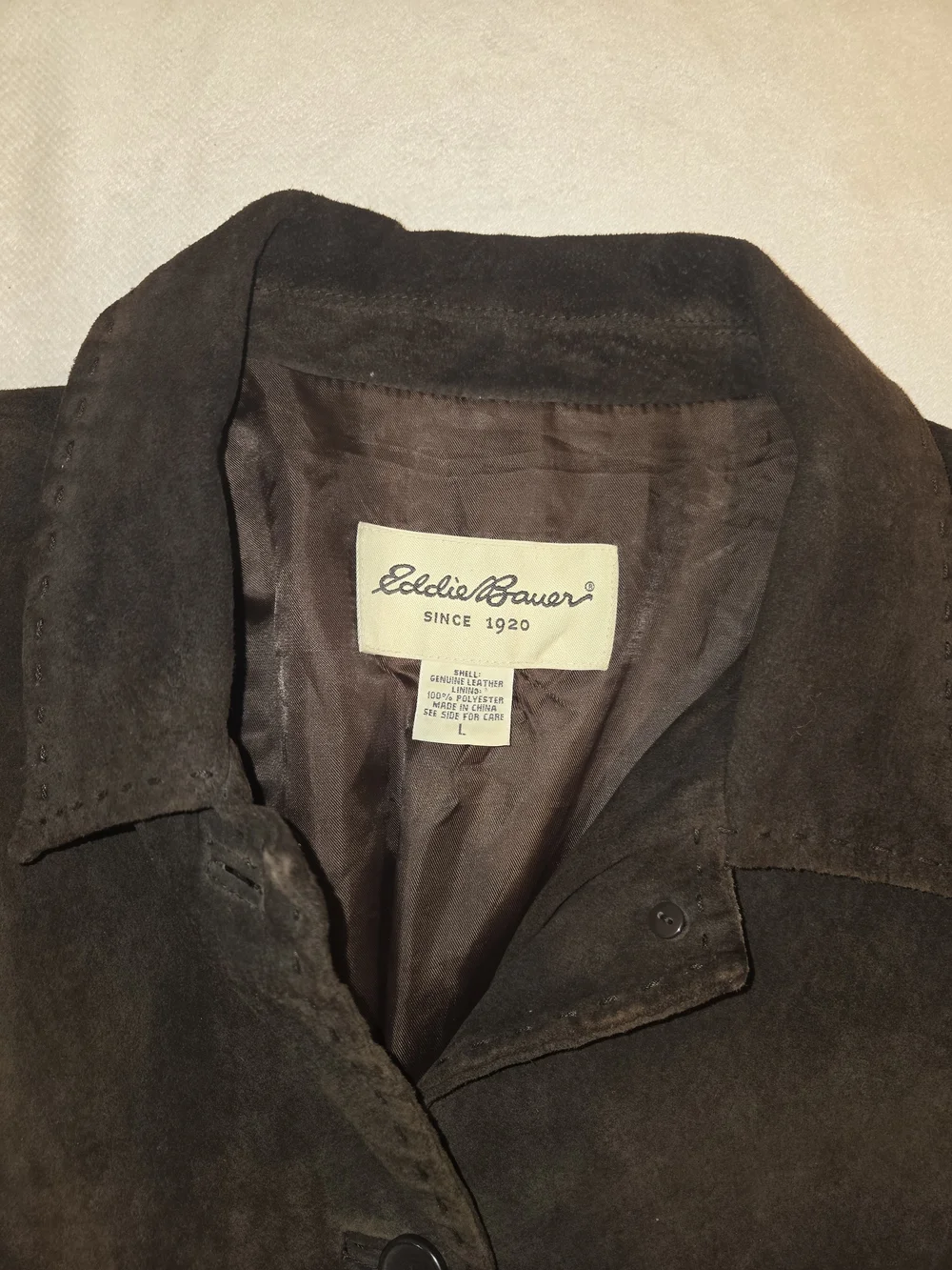 Vintage Eddie Bauer Women's Brown Suede Button-Front Coat